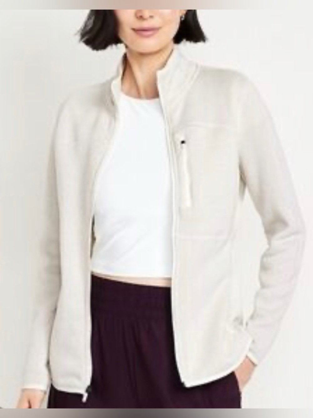 Old Navy Fleece-Knit Zip Jacket, Sea Salt, sz M Tall